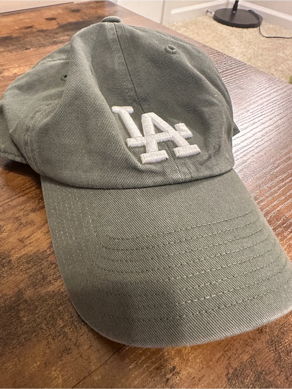 47 LA Dodgers Clean Up Adjustable Hat - Olive Green with White Embroidery